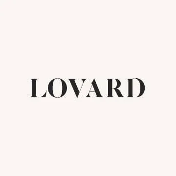 The word 'LOVARD' in black capital letters on a light pink background.