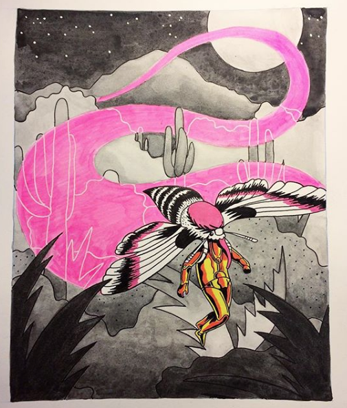 Done on better paper with india ink and pigment markers, this drawing solidified my decision to turn it into a painting. 