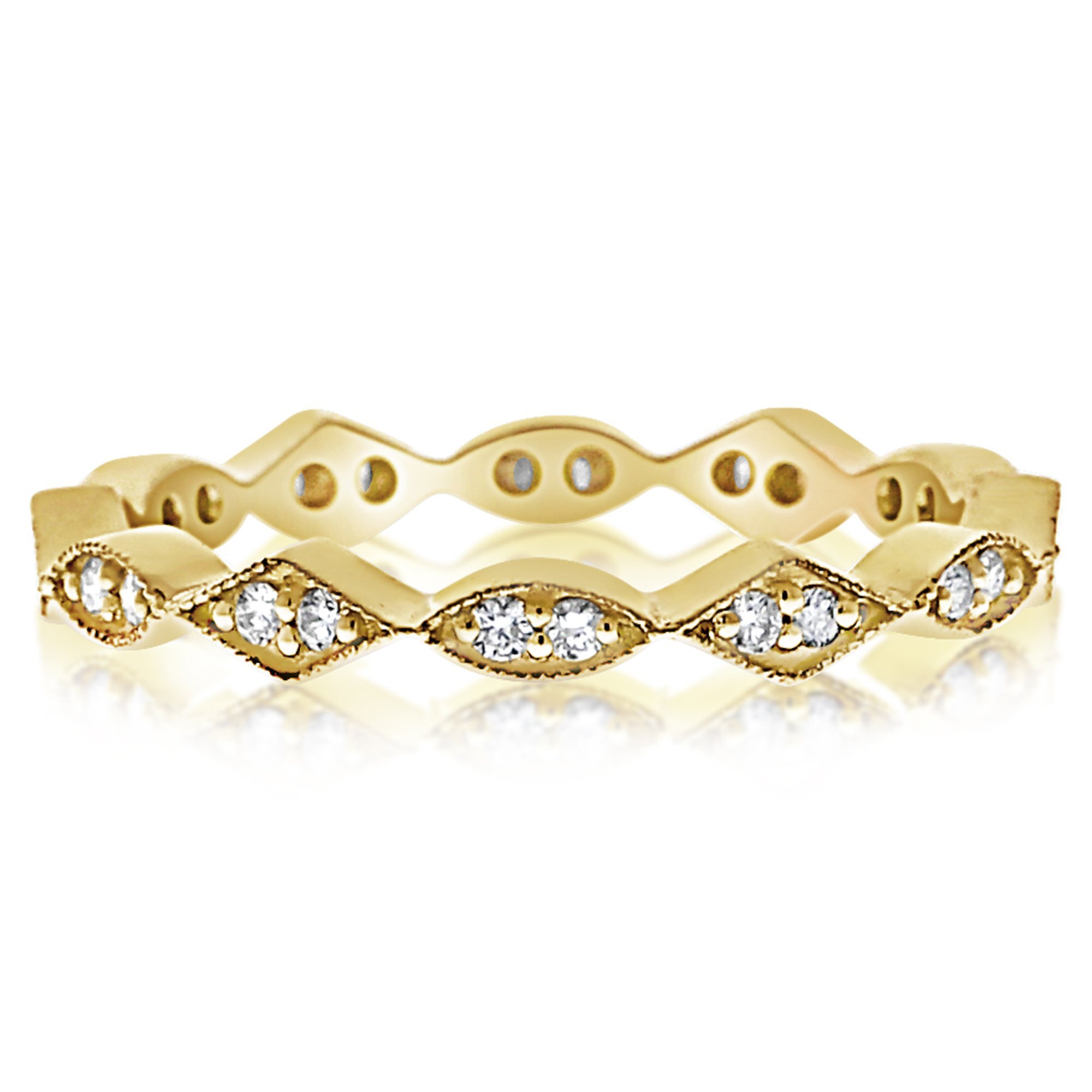 Marquise and Diamond Shaped Milgrain Band