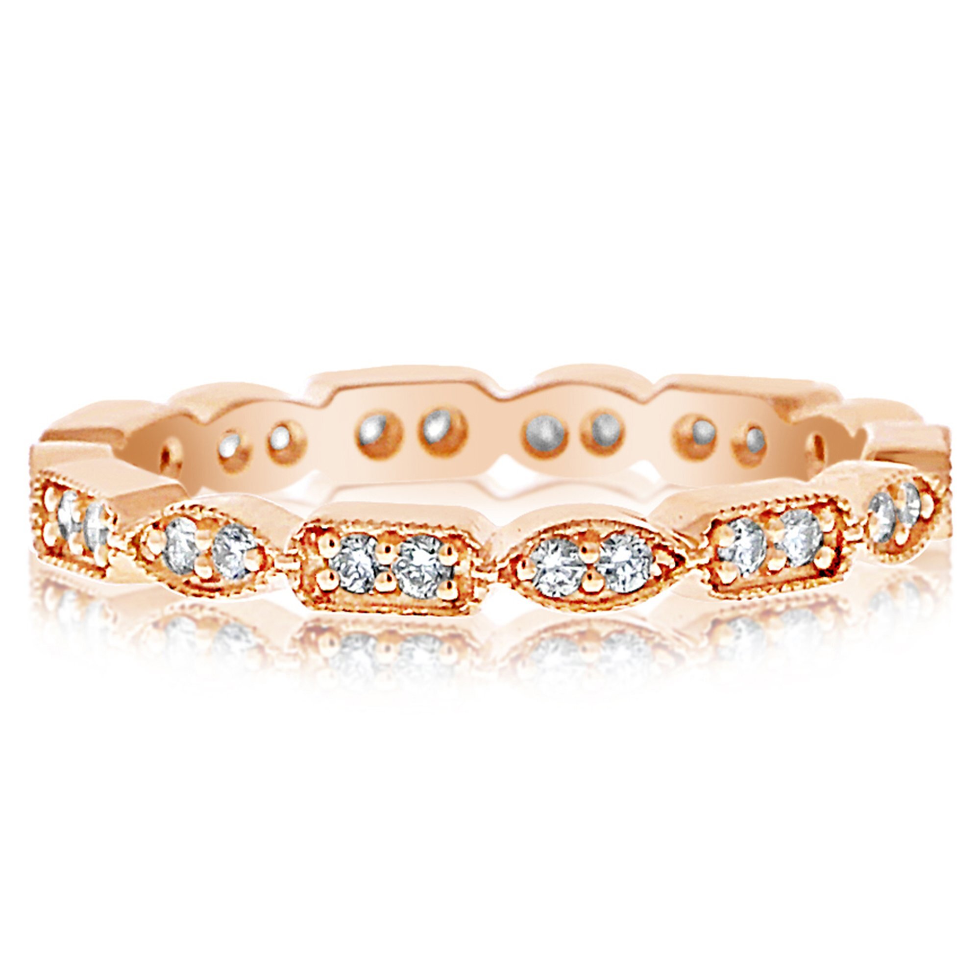 Marquise and Stadium Shaped Milgrain Band