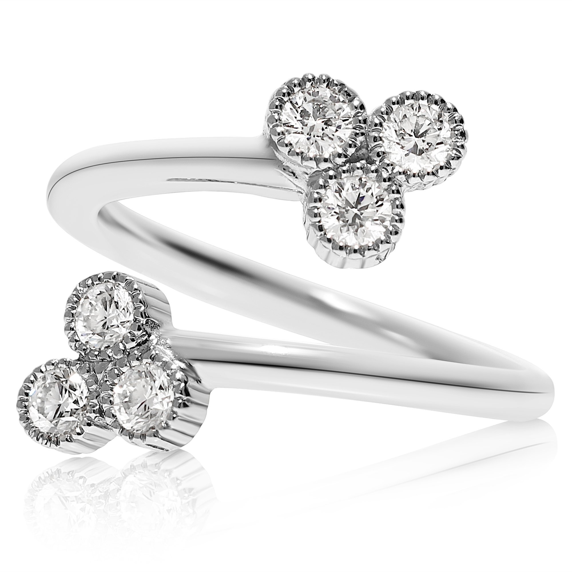 Double Fluted Bezel Cluster Bypass Ring