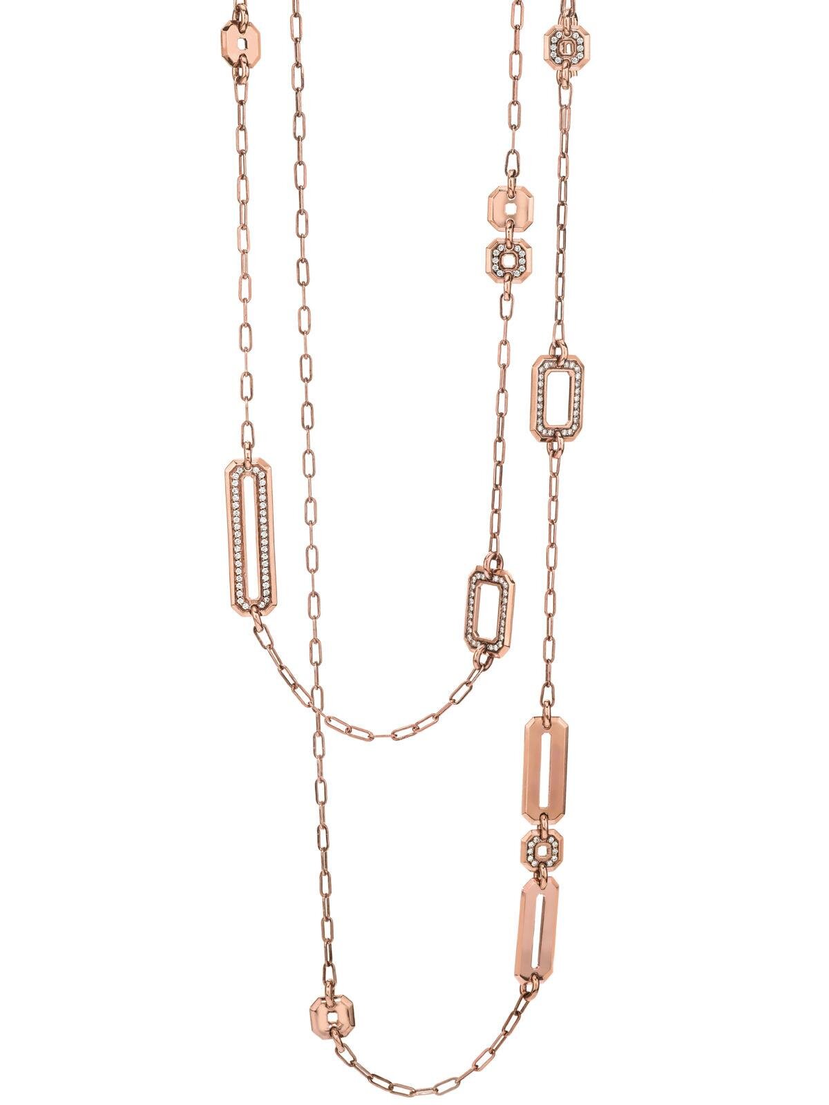 ROSE GOLD DIAMOND DECO CHAIN NECKLACE