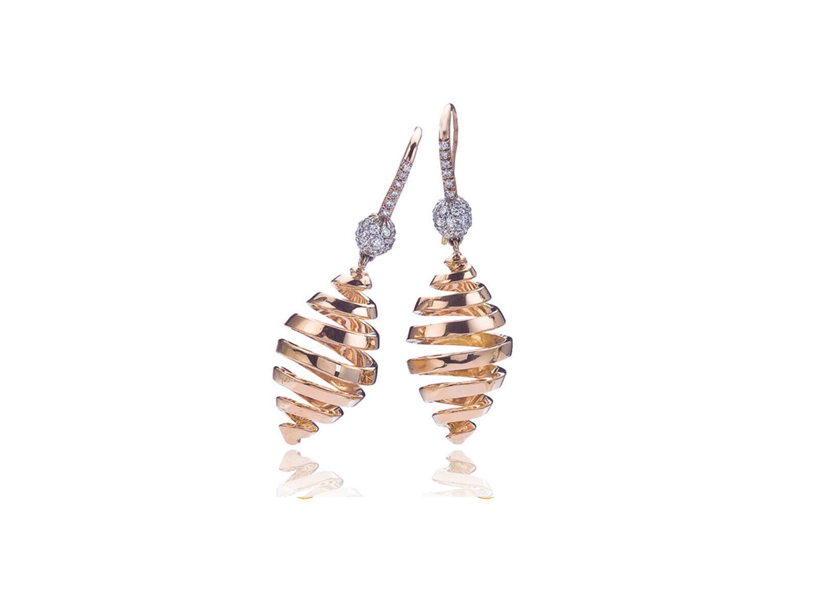 ROSE AND WHITE GOLD DIAMOND SWIRL EARRINGS