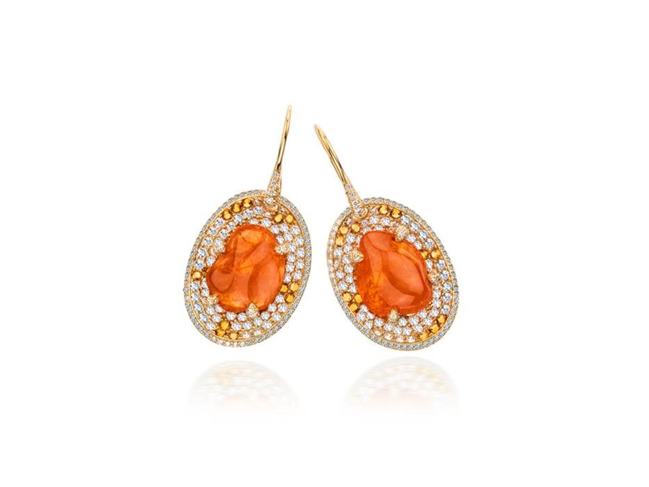 MANDARIN GARNET AND CITRINE AMORPHOUS EARRING