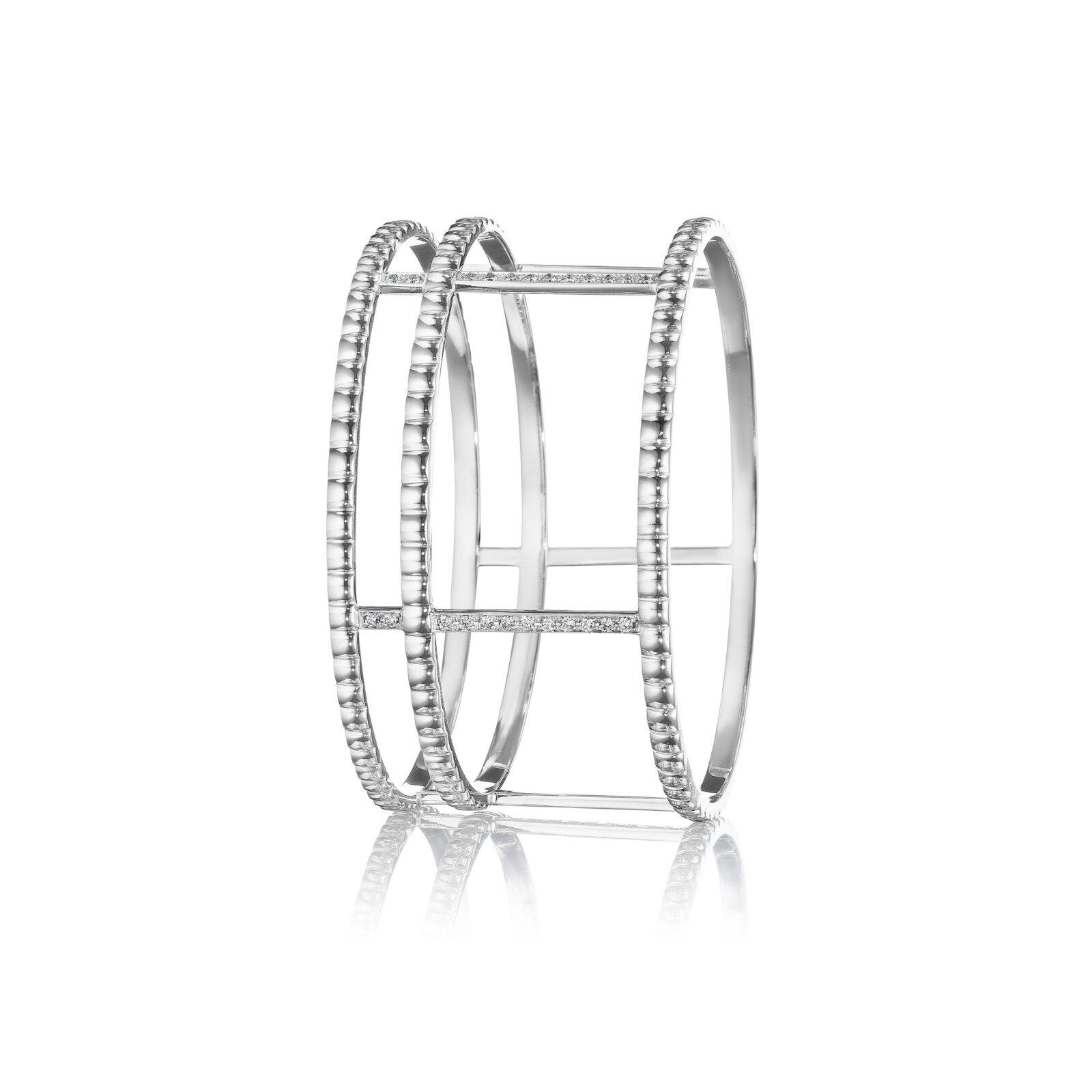 GOLD AND DIAMOND CAGE BANGLE BRACELET