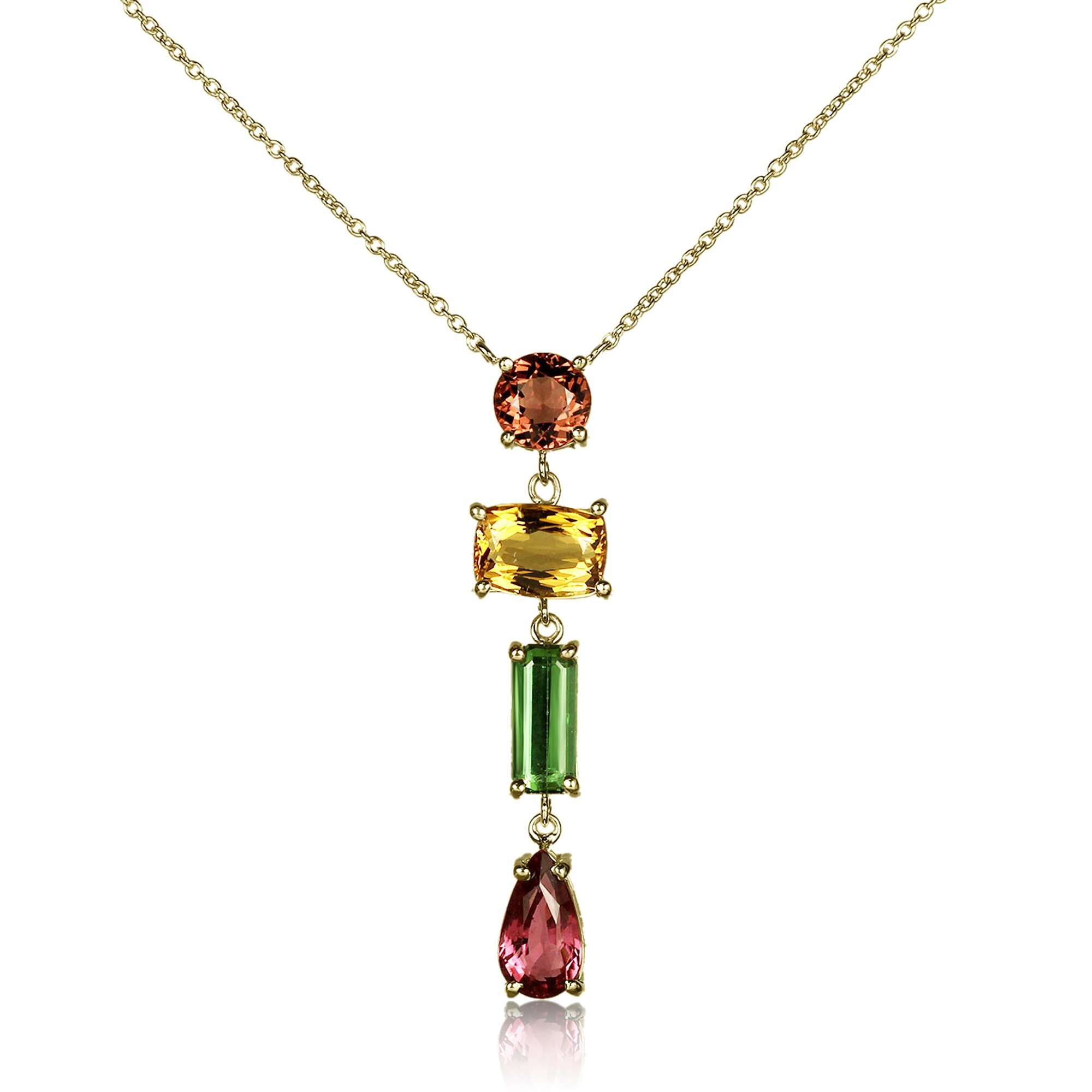 MULTI-COLOR TOURMALINE DROP NECKLACE