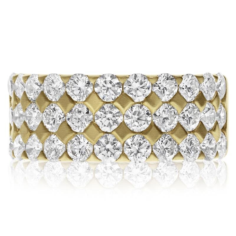 THREE ROW QUILTED BAND - 2.50 CTW - HALFWAY AROUND