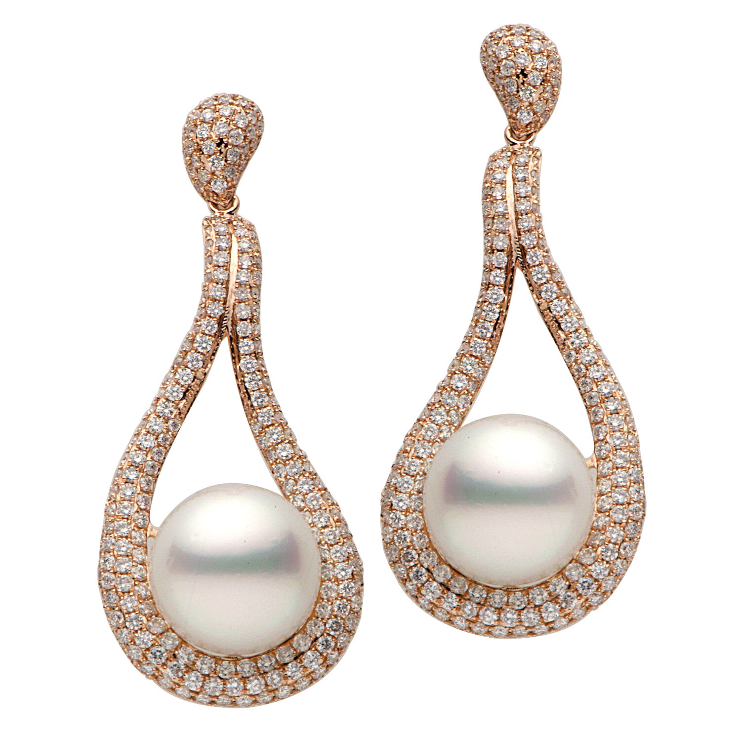 18K WHITE SOUTH SEA PEARL EARRINGS, 12-13MM