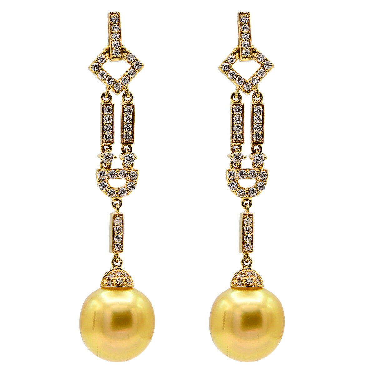 18K SOUTH SEA PEARL EARRINGS, 12-13MM  
