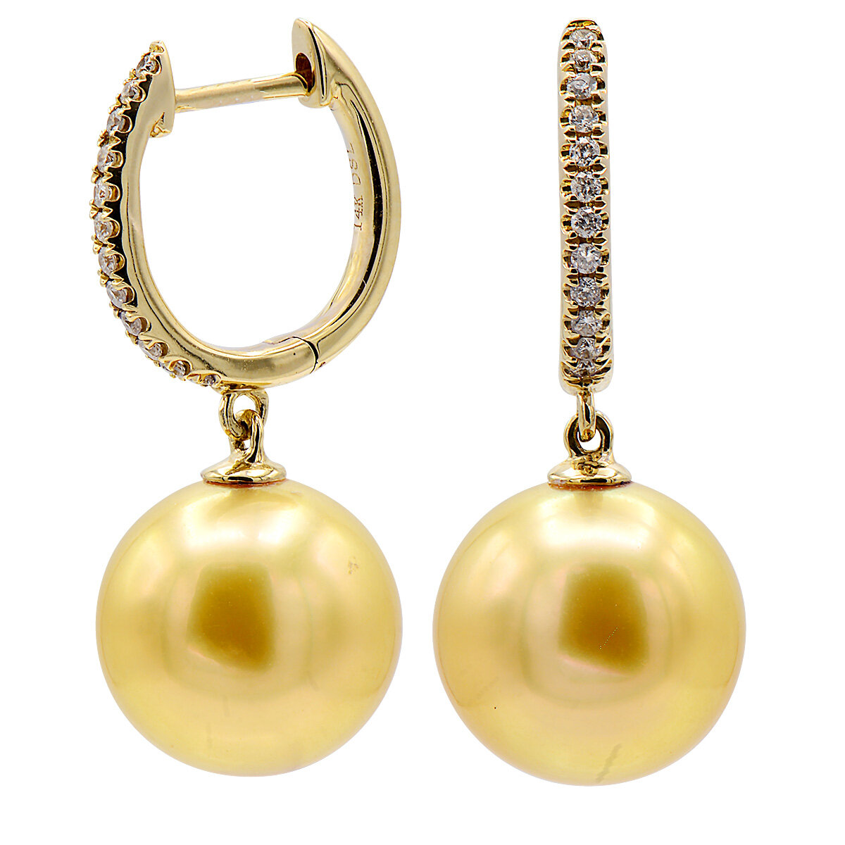 14K GOLD DIAMOND AND PEARL EARRINGS 