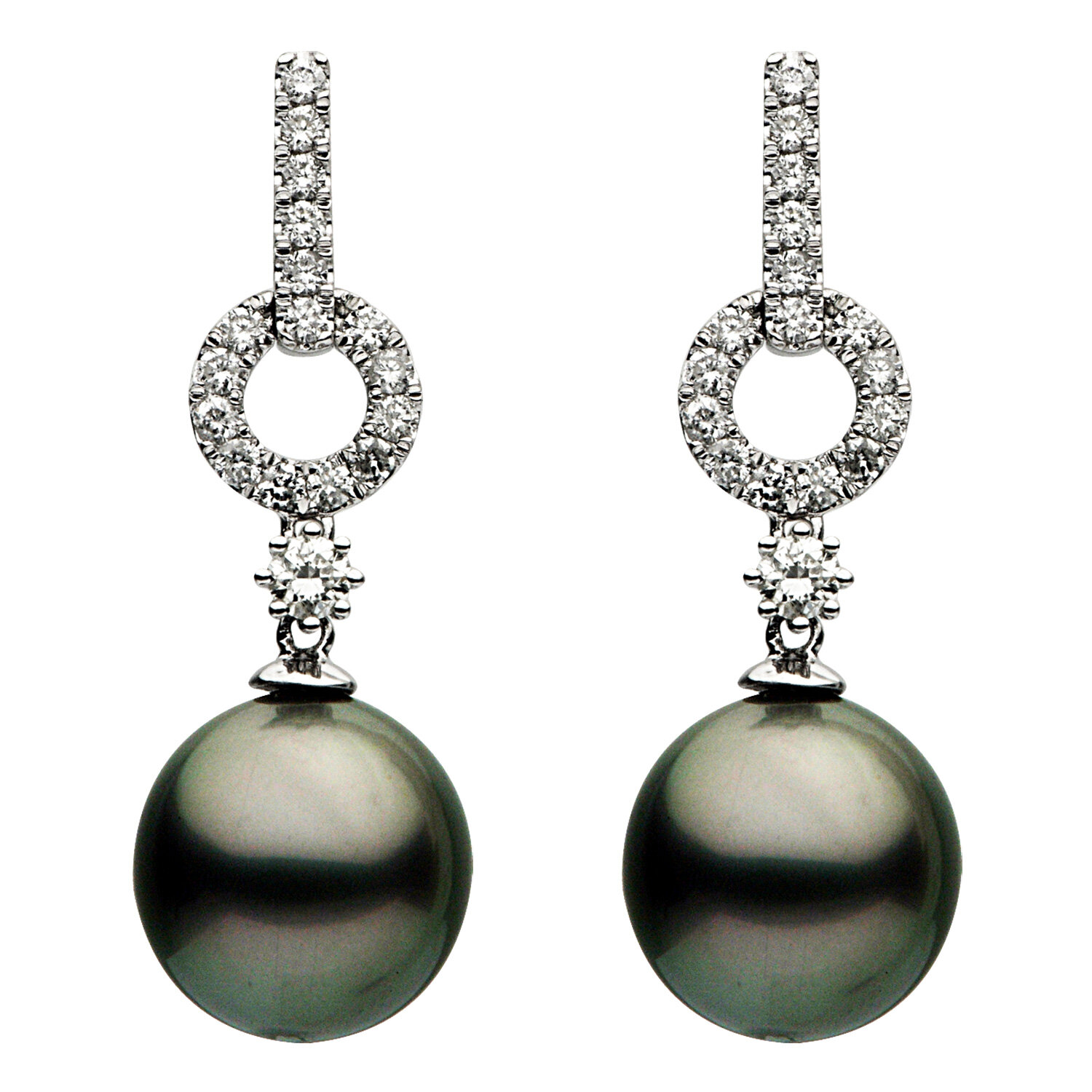 18KW TAHITIAN PEARL EARRINGS, 11-12MM