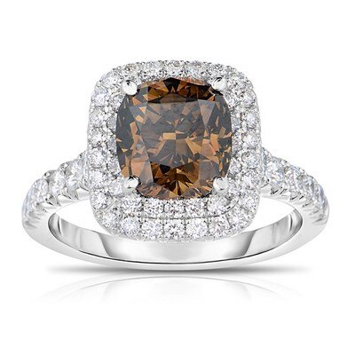 Chocolate Diamond Double Halo Ring