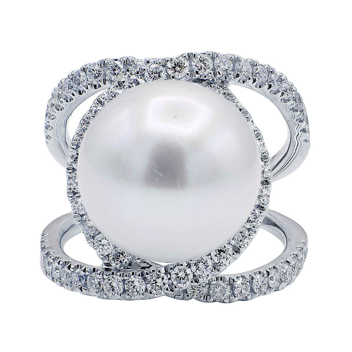 18KW WHITE SOUTH SEA PEARL RING, 13-14MM