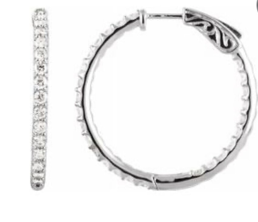 Diamond Inside Outside Hoop Earrings 2.00CTS