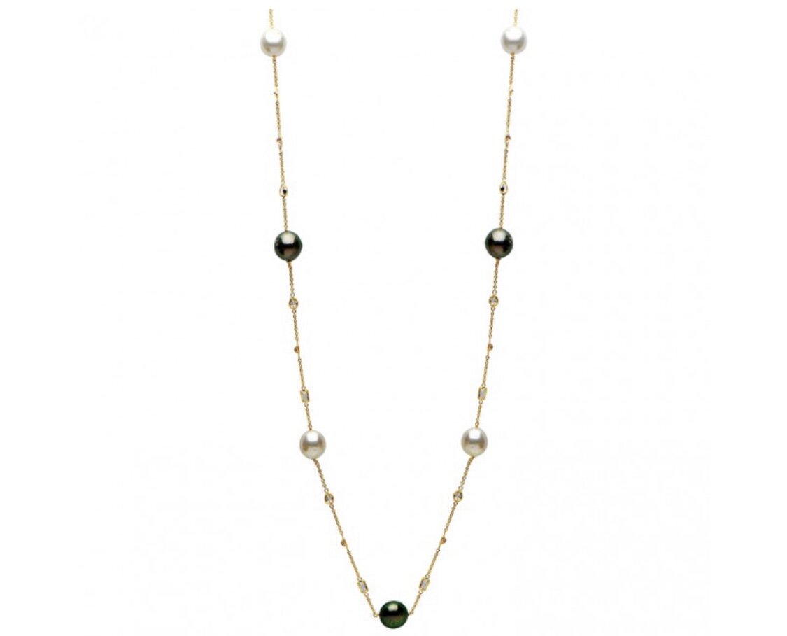 14K Pearl and White Topaz Necklace