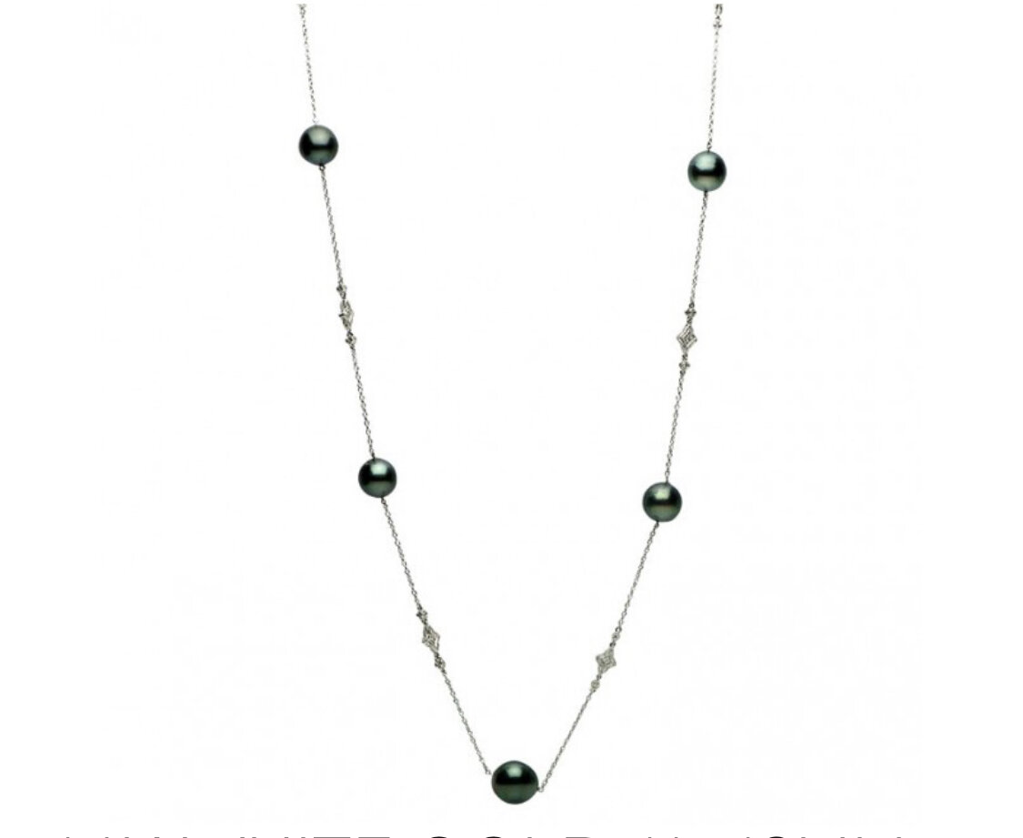 14K PEARL AND DIAMOND NECKLACE