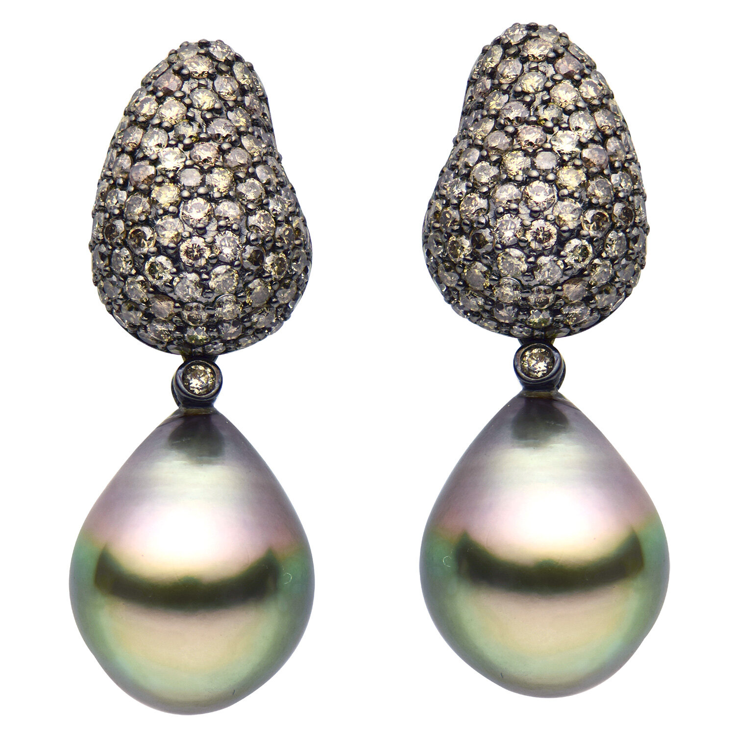 18K TAHITIAN PEARL EARRINGS, 12-13MM