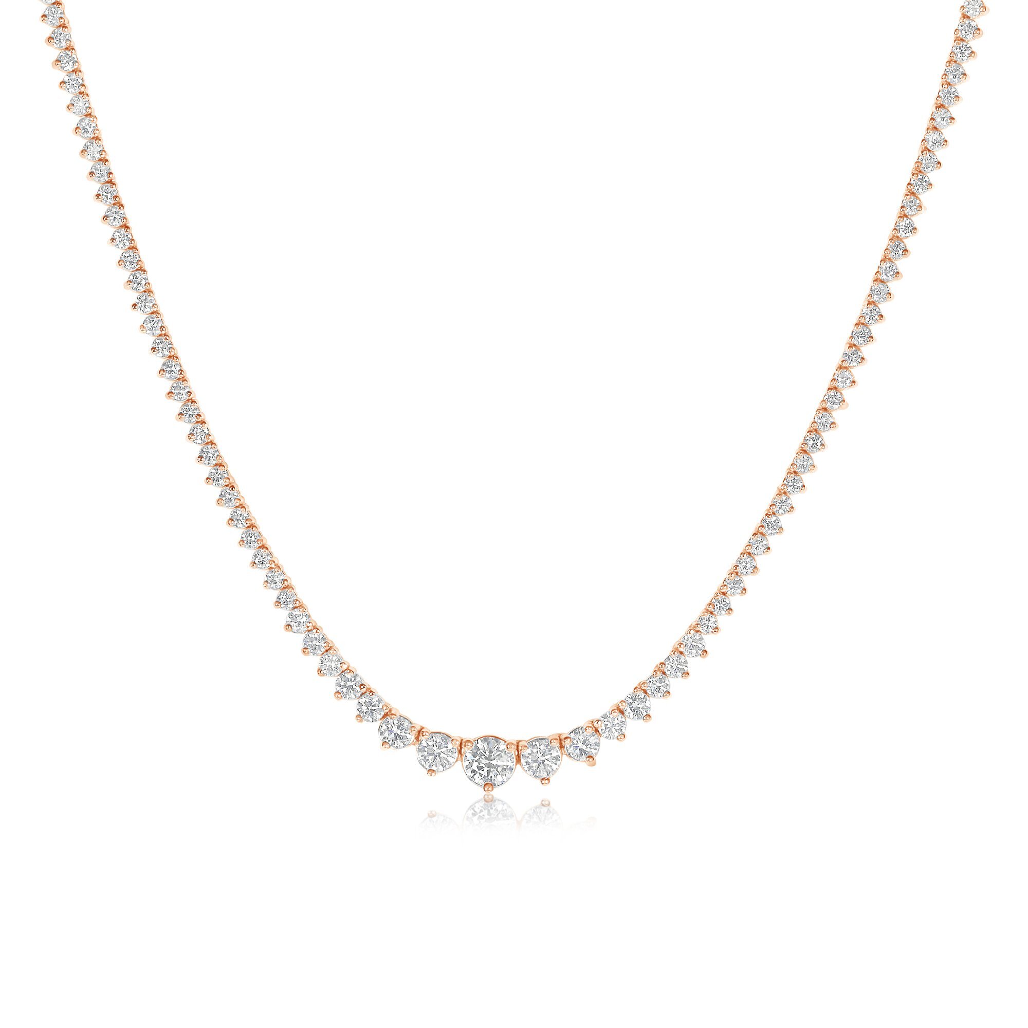 3 PRONG GRADUATED DIAMOND TENNIS NECKLACE - 5.00 CTW