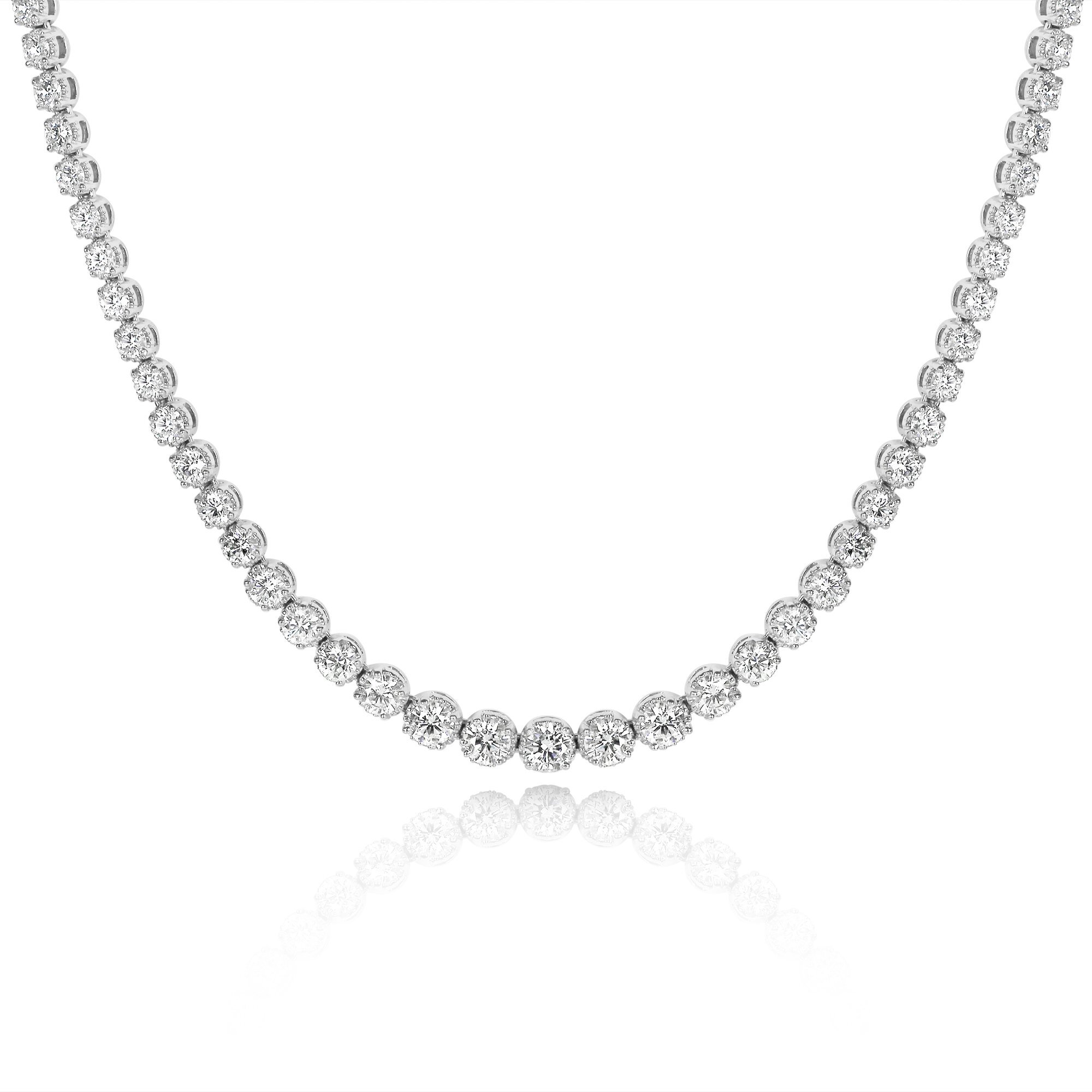 4 PRONG GRADUATED DIAMOND TENNIS NECKLACE