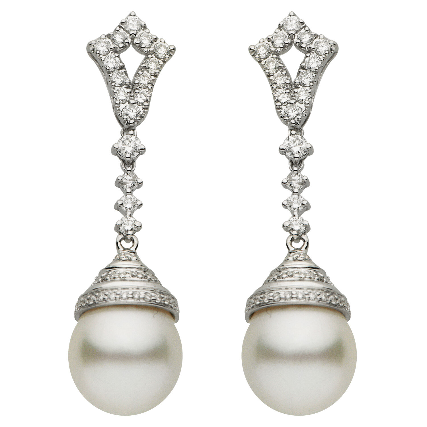 18K GOLD PEARL AND DIAMOND EARRINGS 