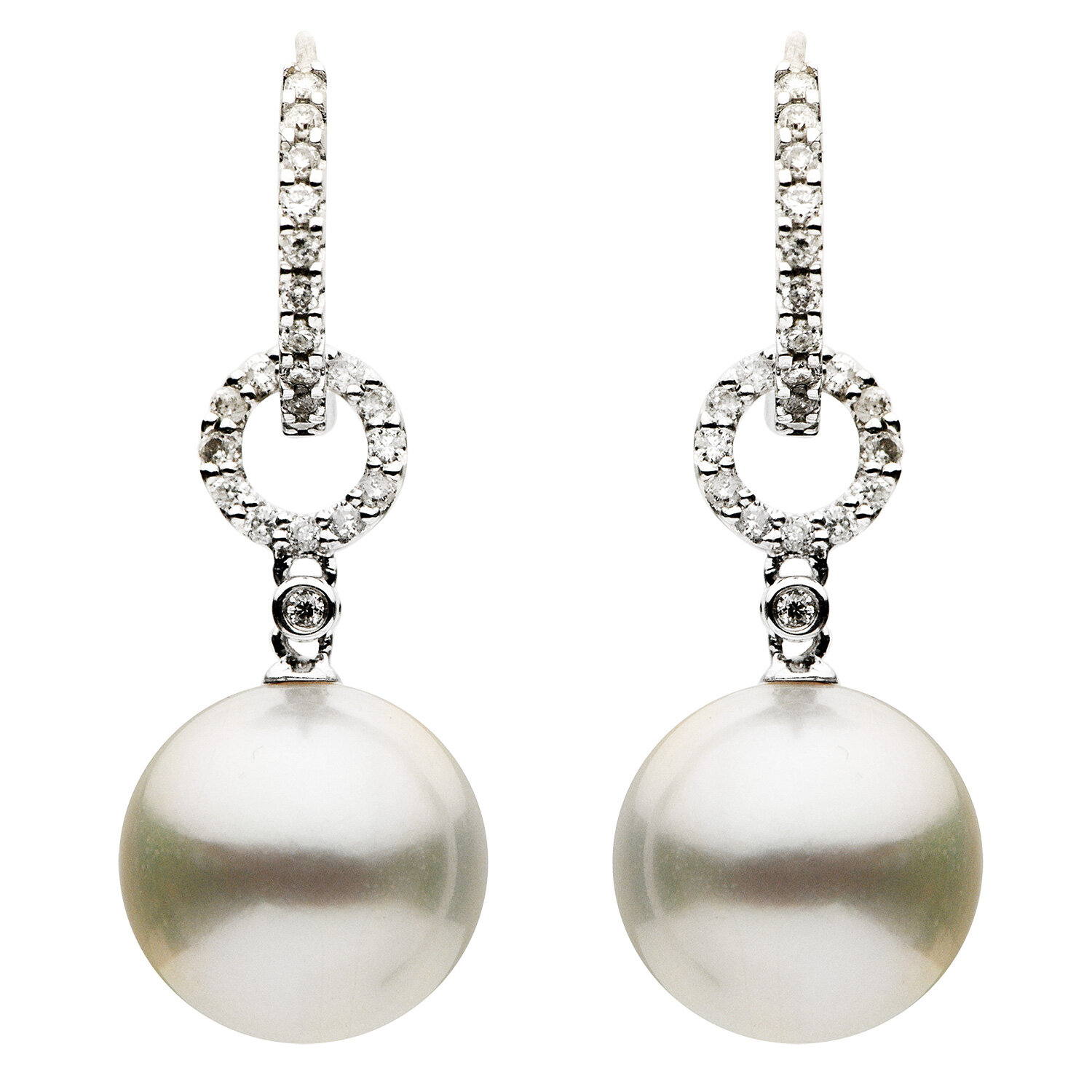 18K GOLD PEARL AND DIAMOND EARRINGS 