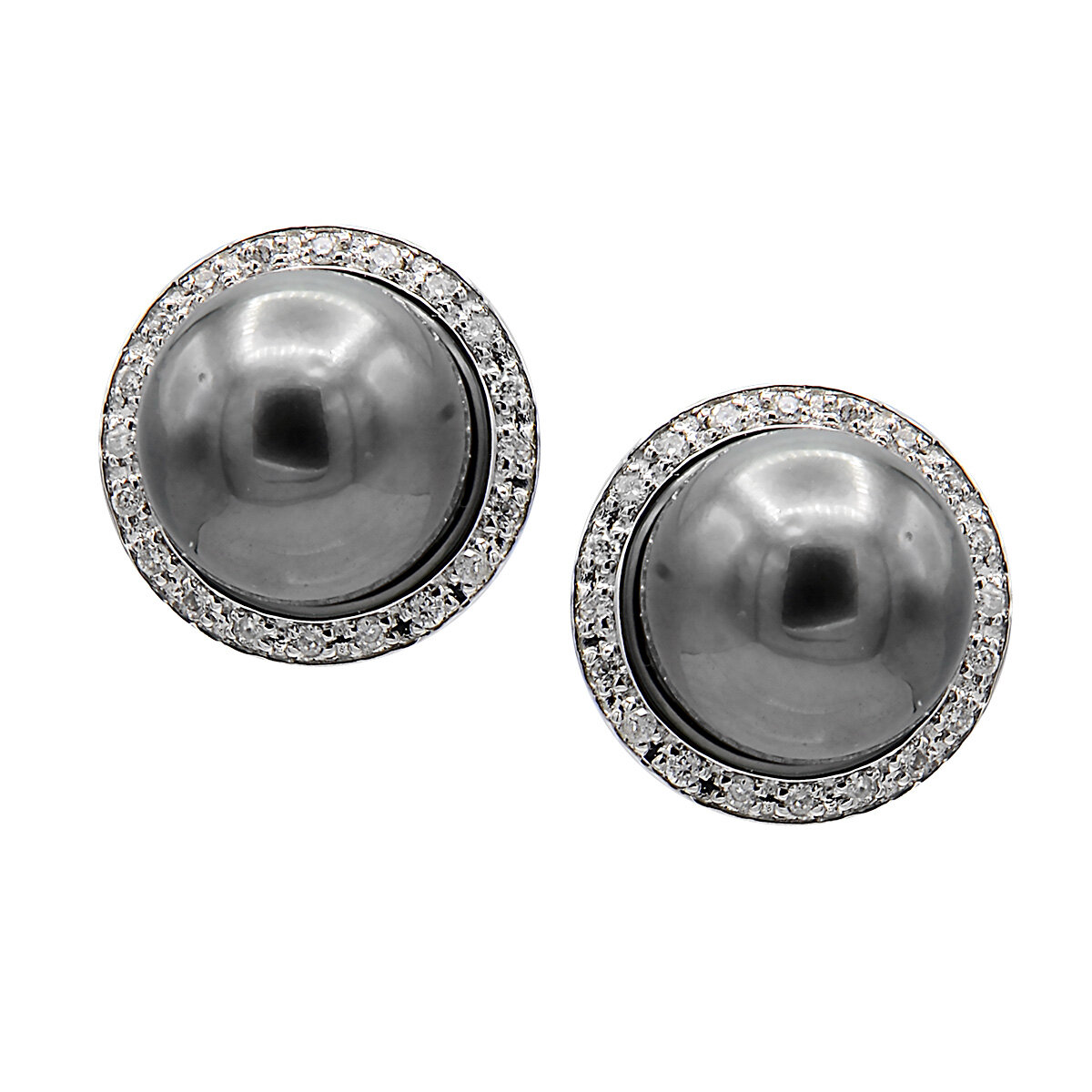 14K PEARL AND DIAMOND STUDS