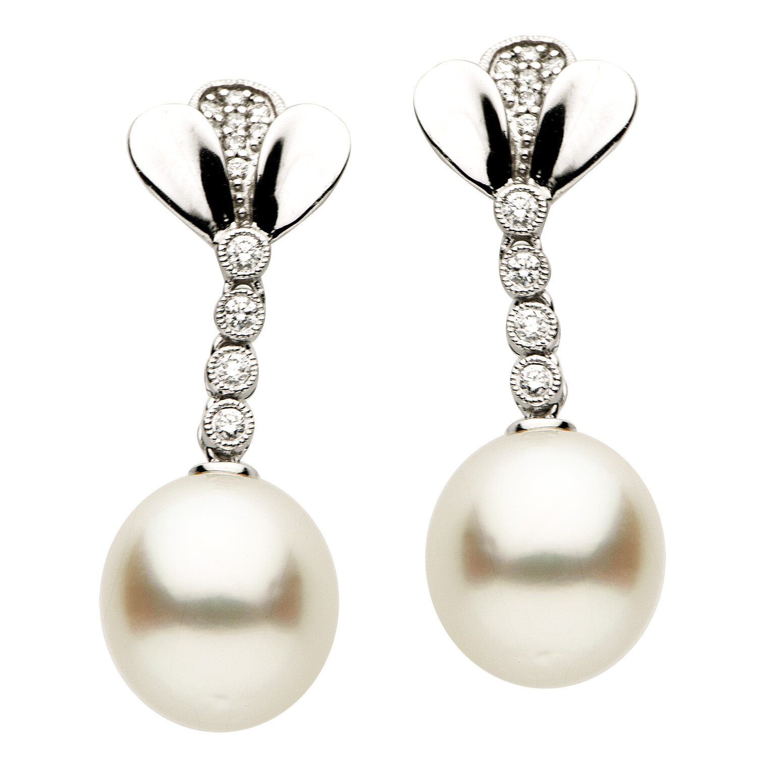 14K PEARL AND DIAMOND EARRINGS 