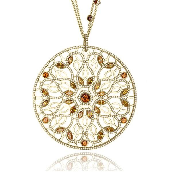 NOTRE DAME COGNAC AND CHAMPAGNE DIAMOND PENDANT
