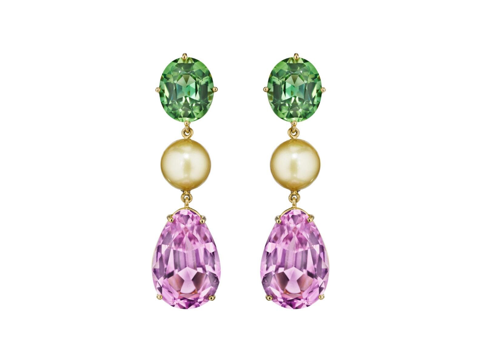COLORFUL KUNZITE DROP EARRING