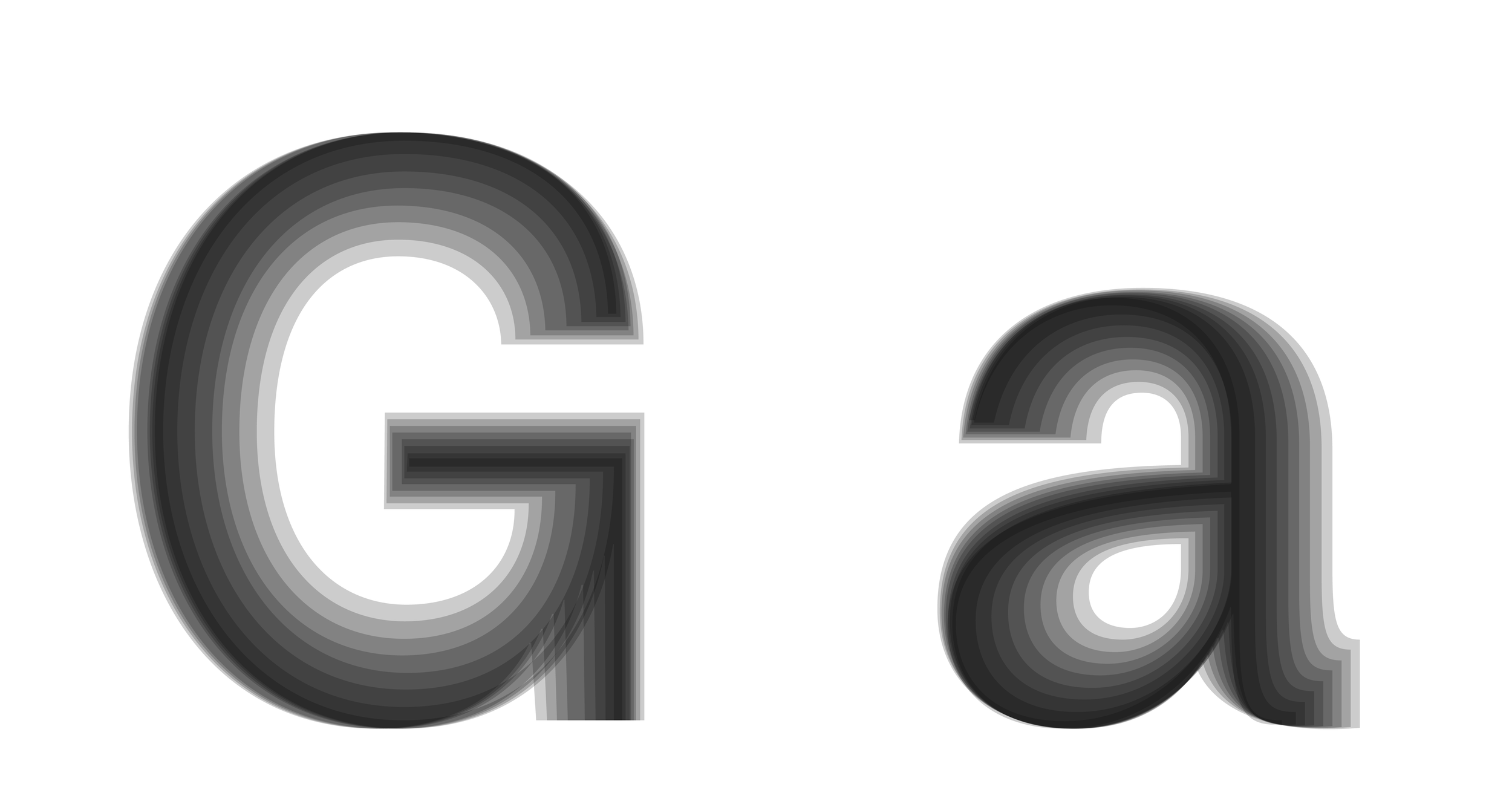  ‘G’ and ‘a’ are control characters for these two font styles. This image shows the growing of Greed’s axis. (Greed 0-200, Pride 100, Anger 100) 