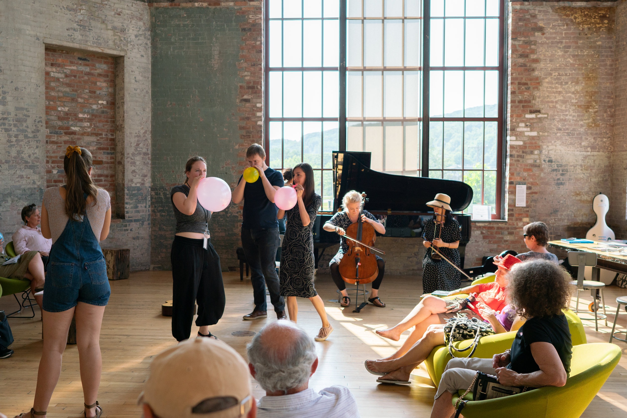  Making music with balloons at MASS MoCA 