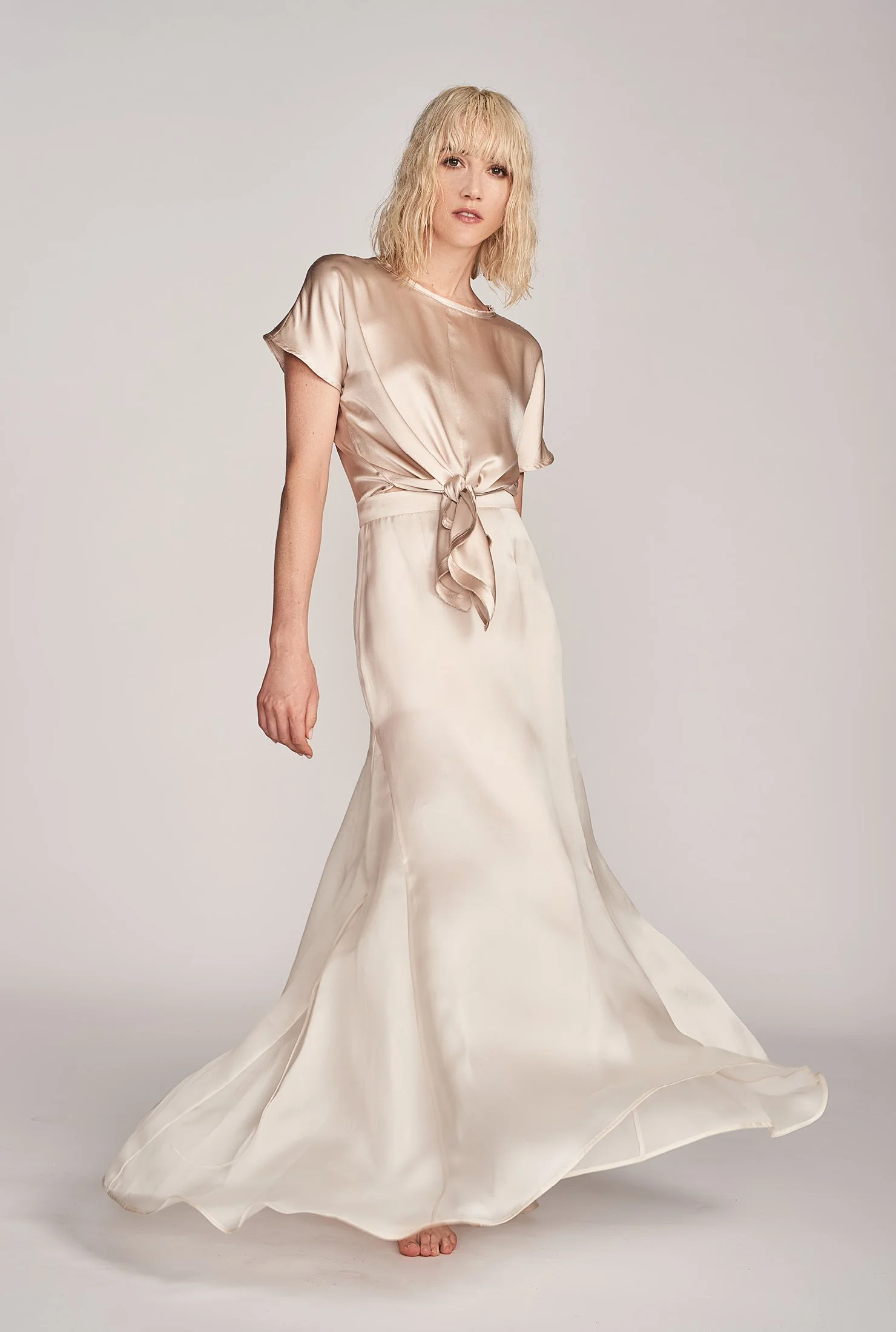 Liquid Light Top, $450, and Exhale Skirt, $995, Jacinta James .