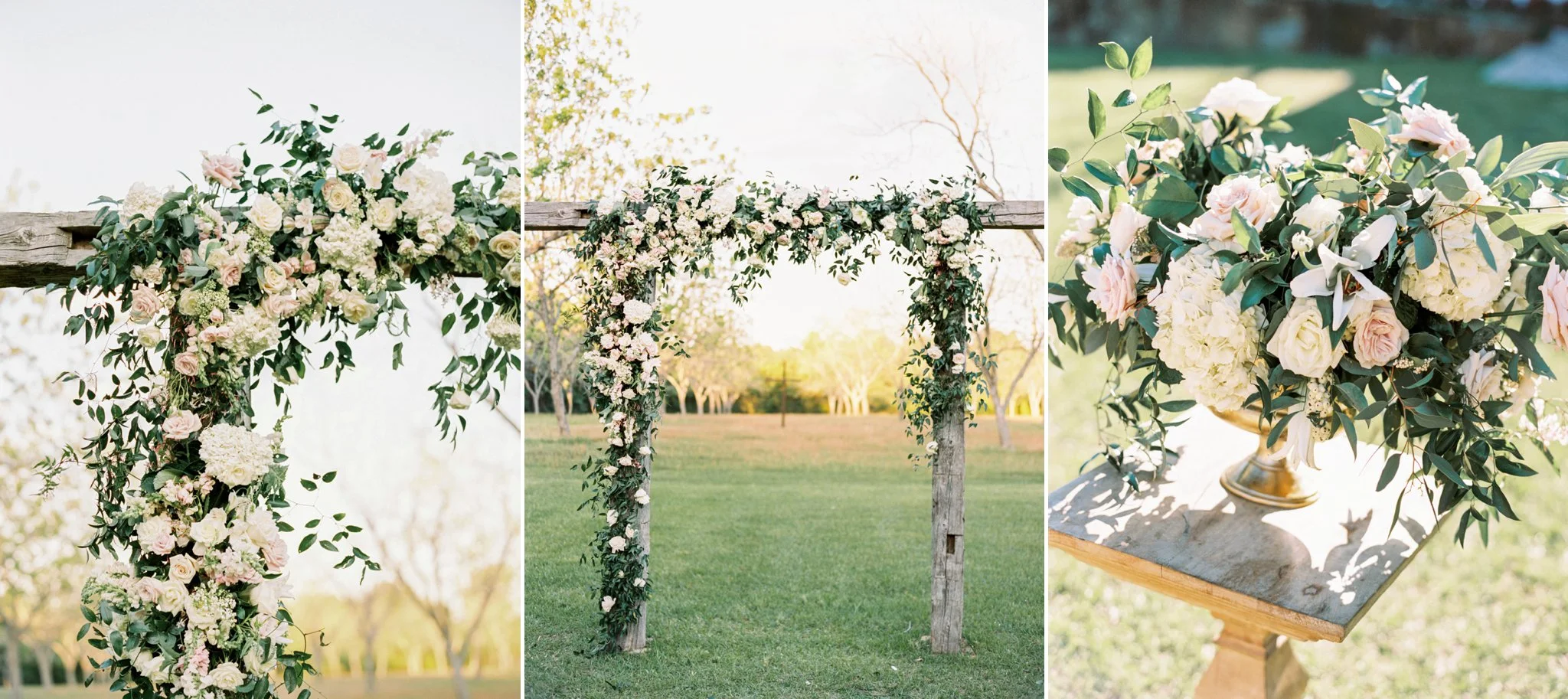 Laura and Connor's outdoor wedding (above) was elegant and classy, you can see more of this beautiful day here . Florals: Maxit Flower Design | Venue: Chandelier Grove