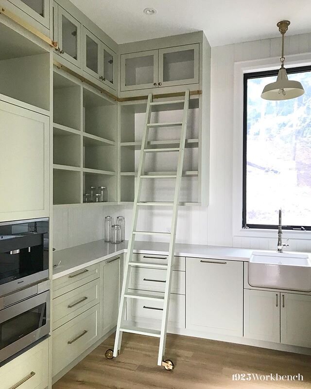 My heart beats alongside this budding green pantry (that has our ladder and brass hardware). #1925workbenchladder #1925workbenchhardware #madeincanada .
.
#custom #handmade #libraryladder #brass #pantry #kitchen #home #houseandhome #softgreen #farmho