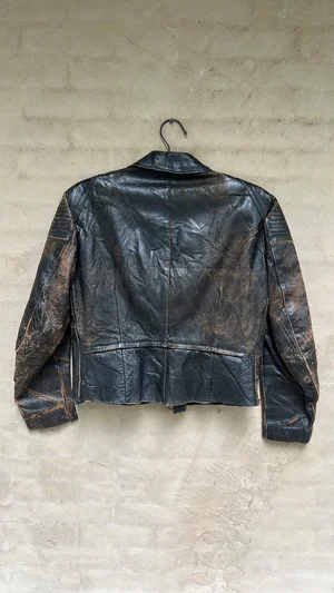 Vintage Thrashed Leather Biker Jacket, Size 48 — HIDE & HUNTER