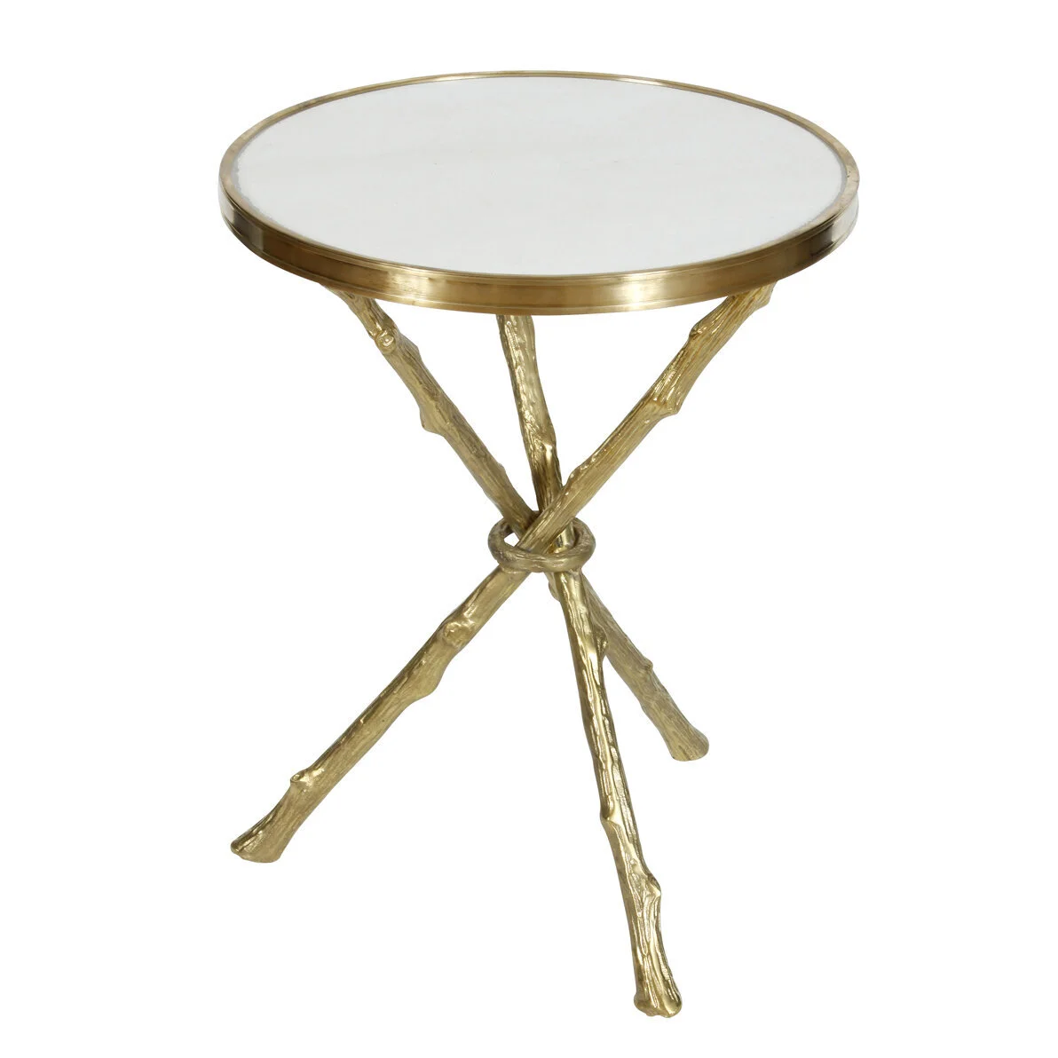 JANSEN STYLE MARBLE TOP BRASS SIDE TABLE — Meg Braff Designs