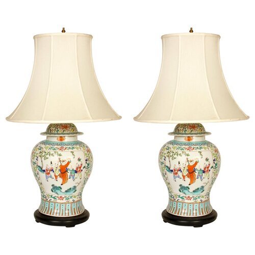 Pair Of Asian Porcelain Lamps Meg, Asian Porcelain Lamps
