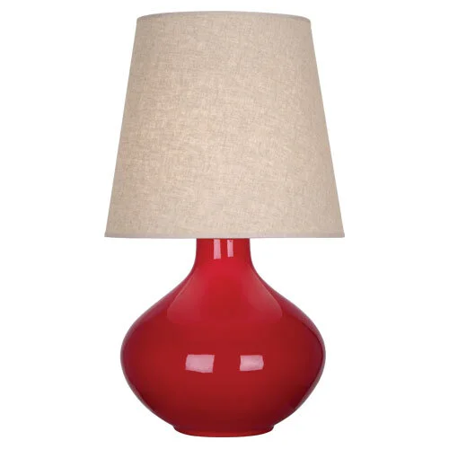 LARGE RED CERAMIC TABLE LAMP AND SHADE — Meg Braff Designs