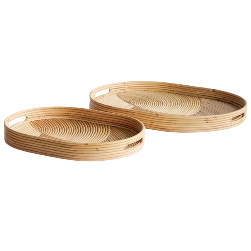 SET OF 2 CANE OVAL TRAYS — Meg Braff Designs