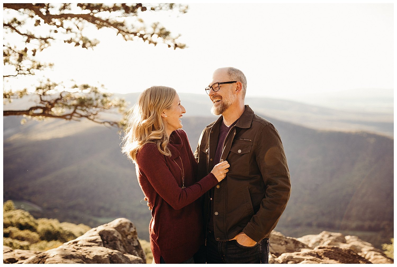  Blue Ridge Mountain Engagement Session in Virginia at Golden Hour Sunset 