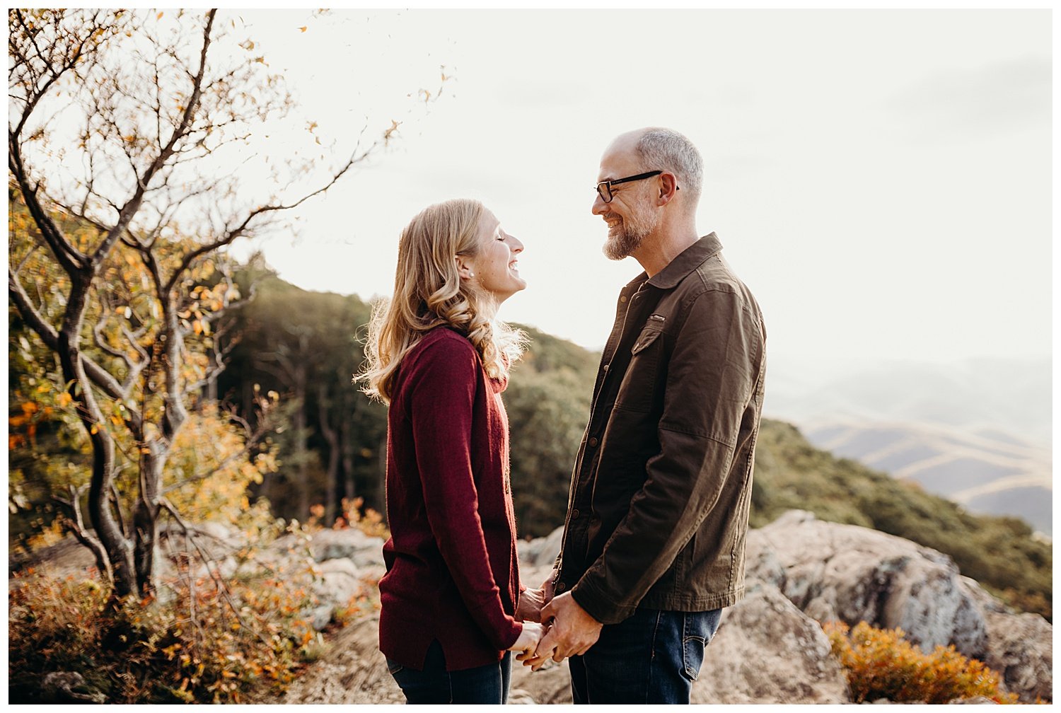  Blue Ridge Mountain Engagement Session in Virginia at Golden Hour Sunset 