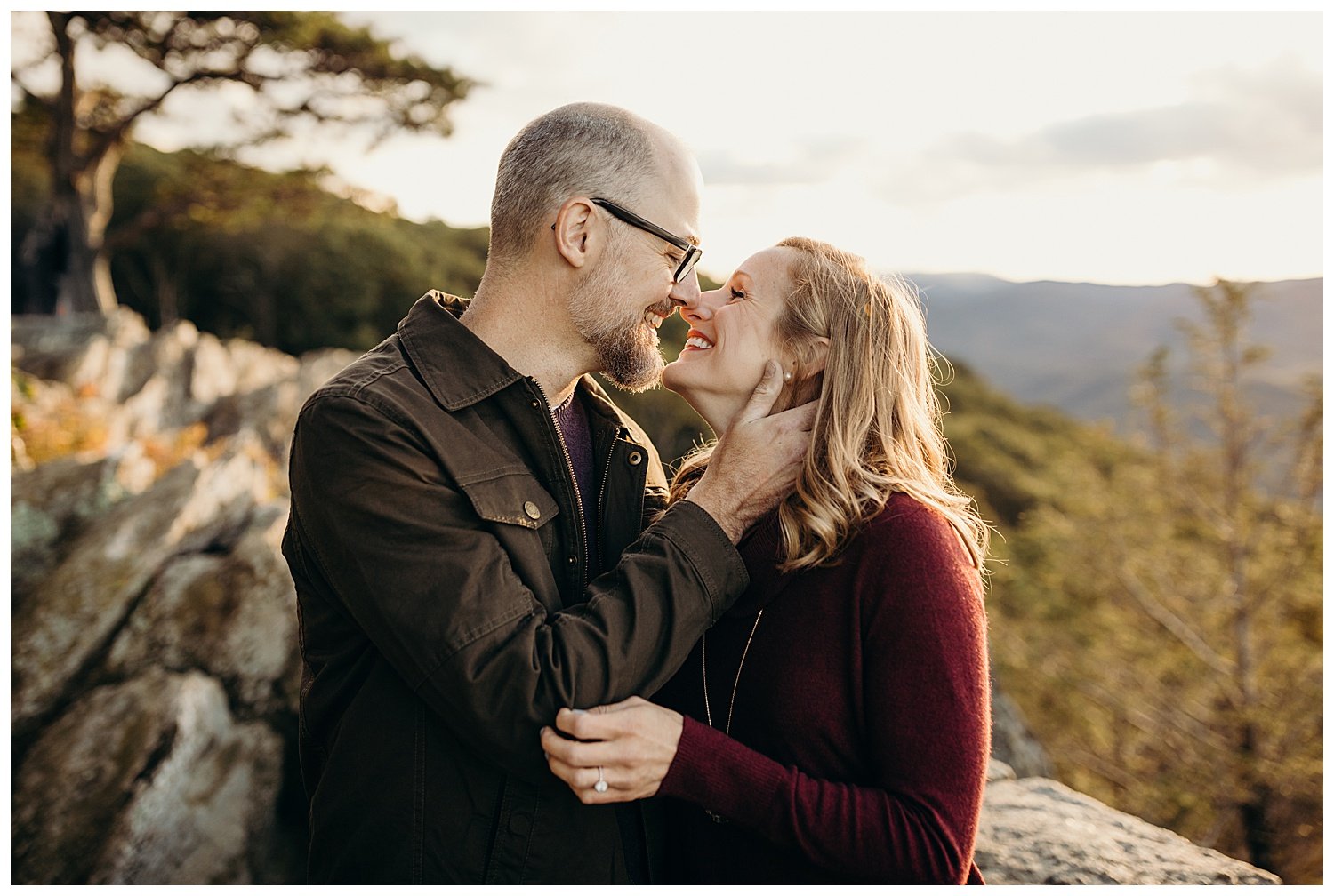  Blue Ridge Mountain Engagement Session in Virginia at Golden Hour Sunset 