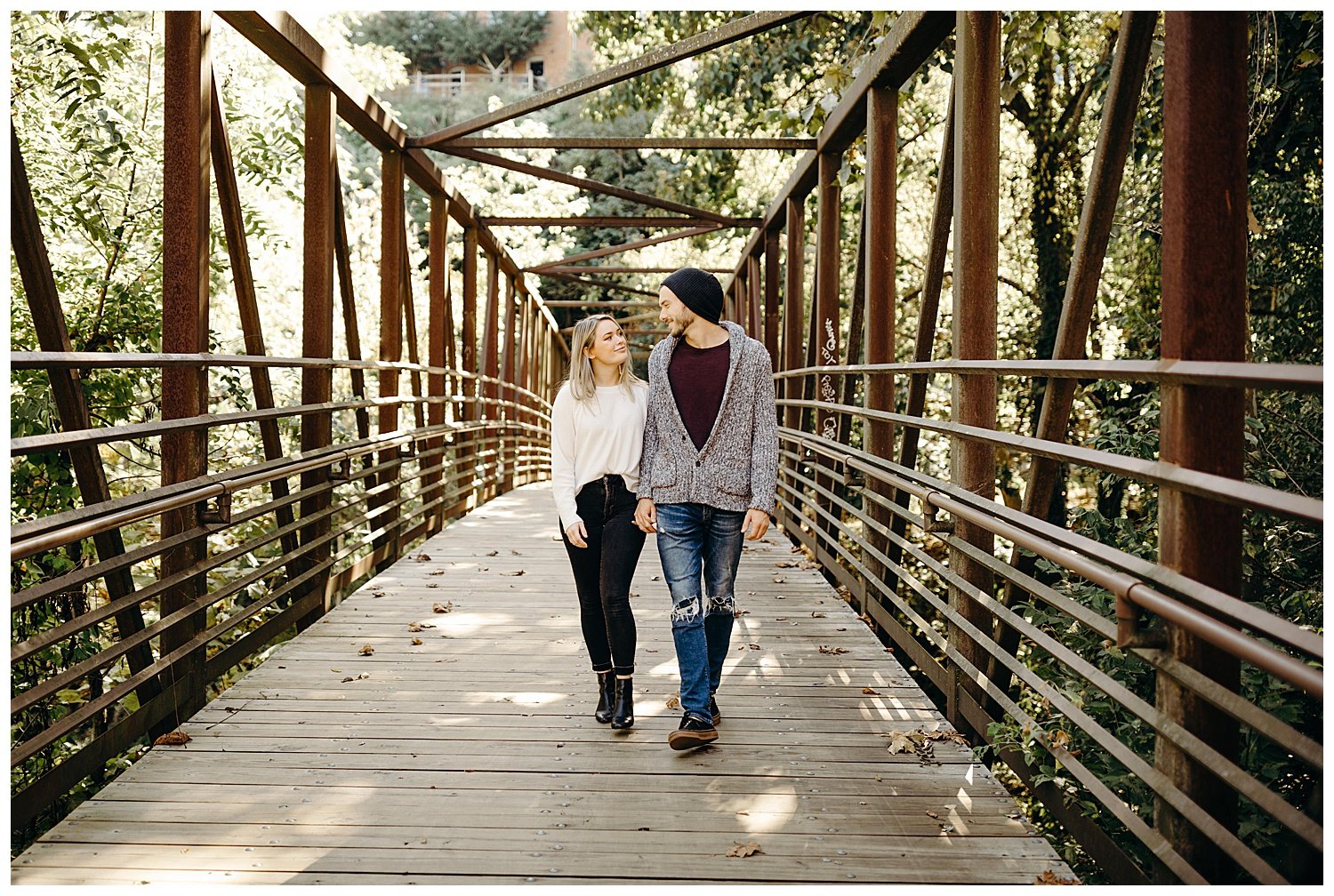  Downtown Lynchburg photo session along the Blackwater Creek and in front of old brick buildings!  Engagement Photos with Dogs. Candid Photography. Virginia Photographer. 