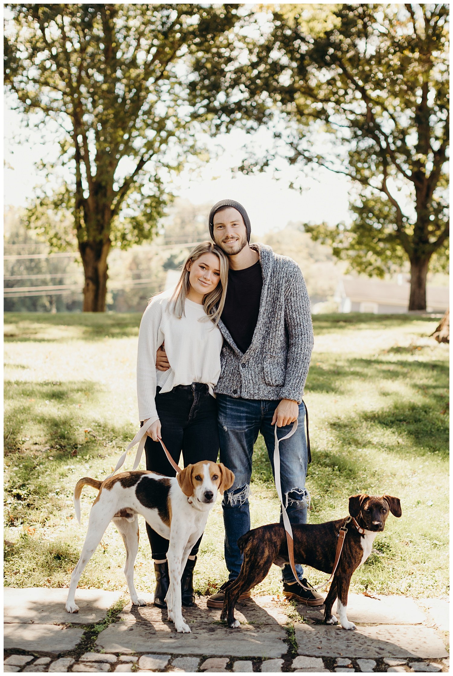  Downtown Lynchburg photo session along the Blackwater Creek and in front of old brick buildings!  Engagement Photos with Dogs. Candid Photography. Virginia Photographer. 