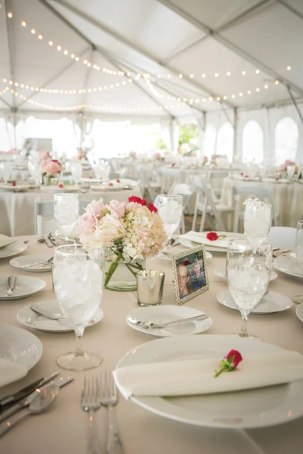 Elegant table settings in the Vineyard Tent