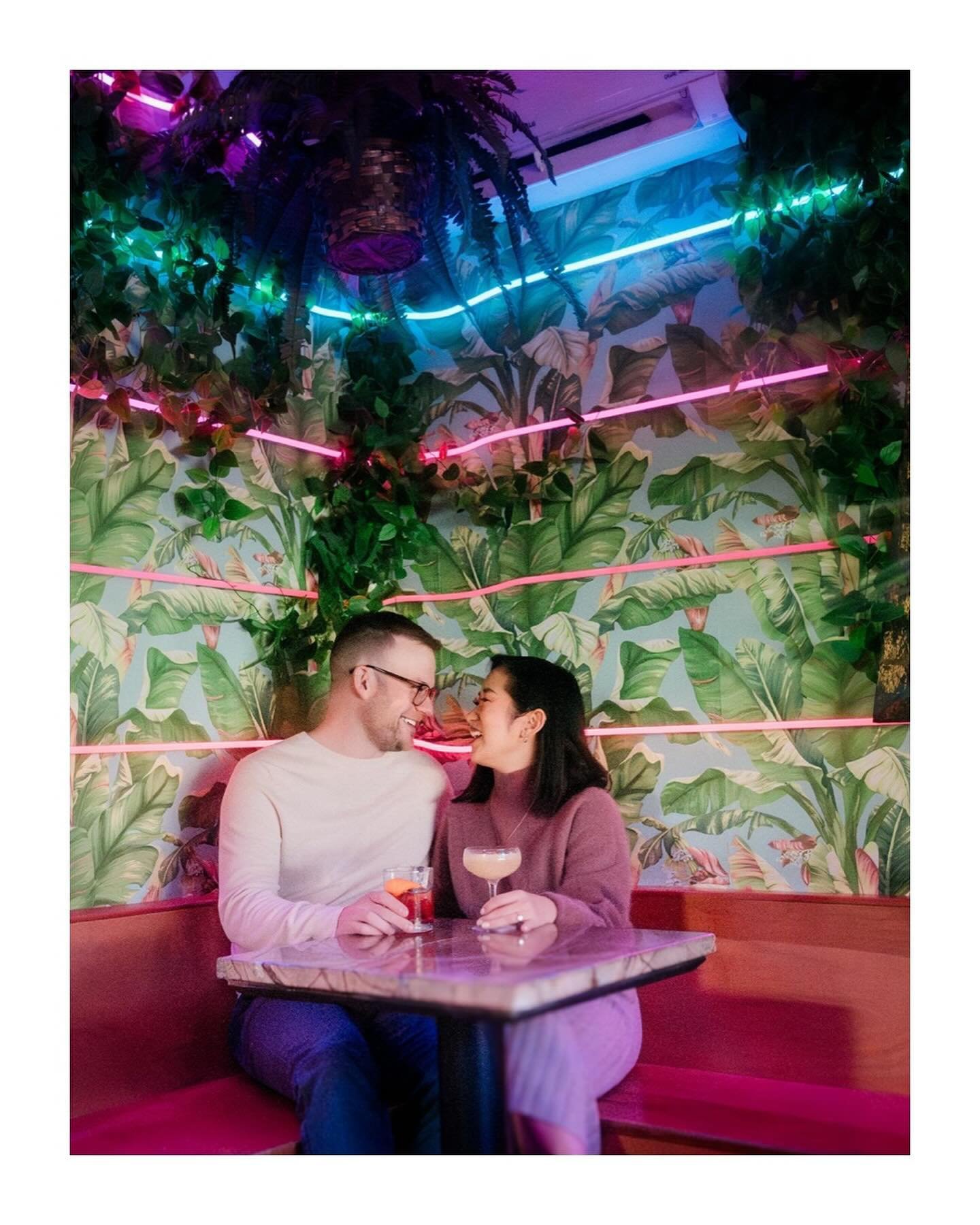 i love a date nite engagement! 

is there a special place that you and your fianc&eacute;e go to often that holds important memories? let&rsquo;s incorporate that into your session if we can. @stampedecocktailclub was nice enough to let us come in be
