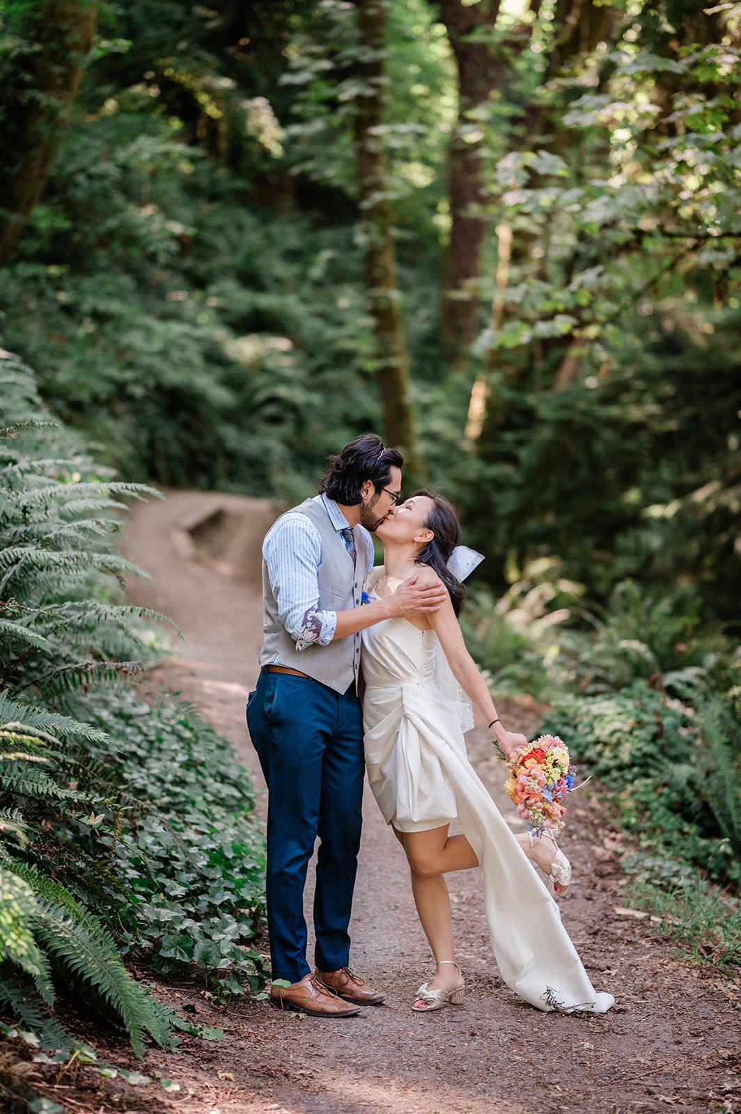 bride and groom during their intimate seattle wedding celebration