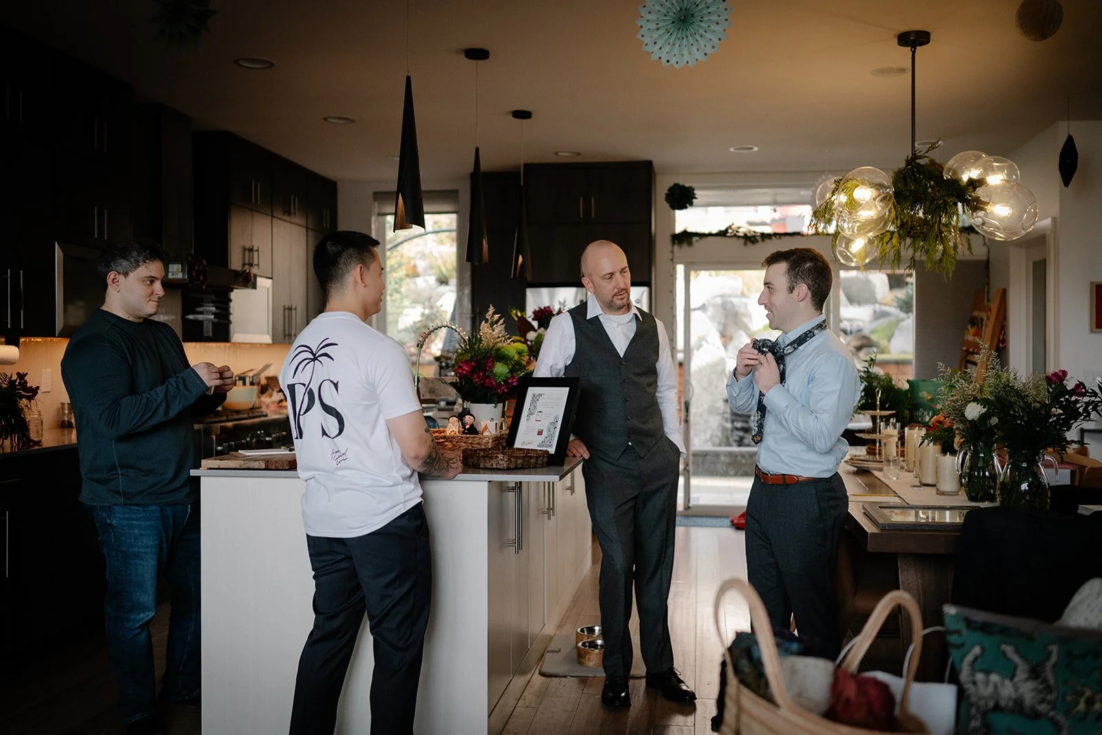 candid groom getting ready moments