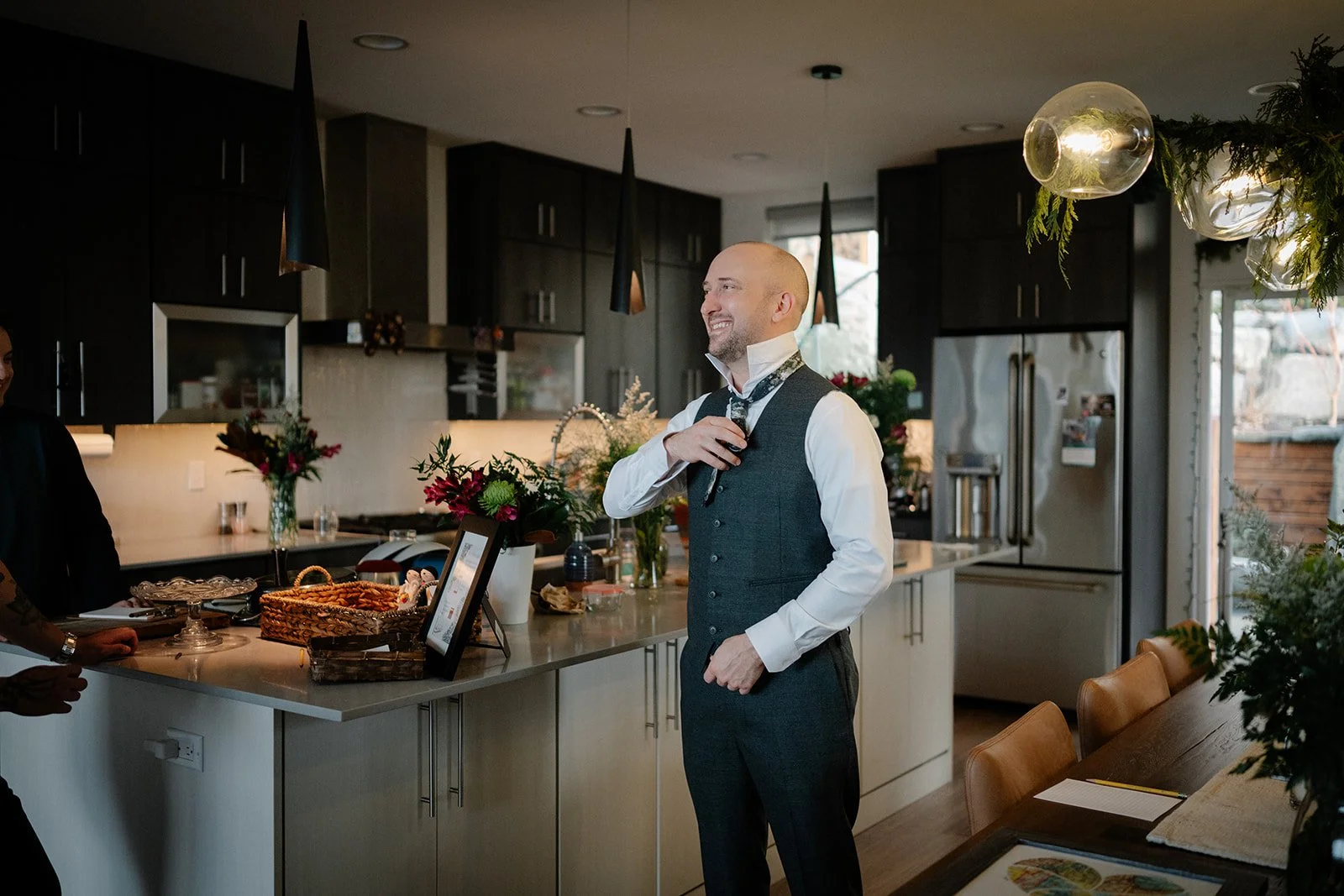 candid groom getting ready moments