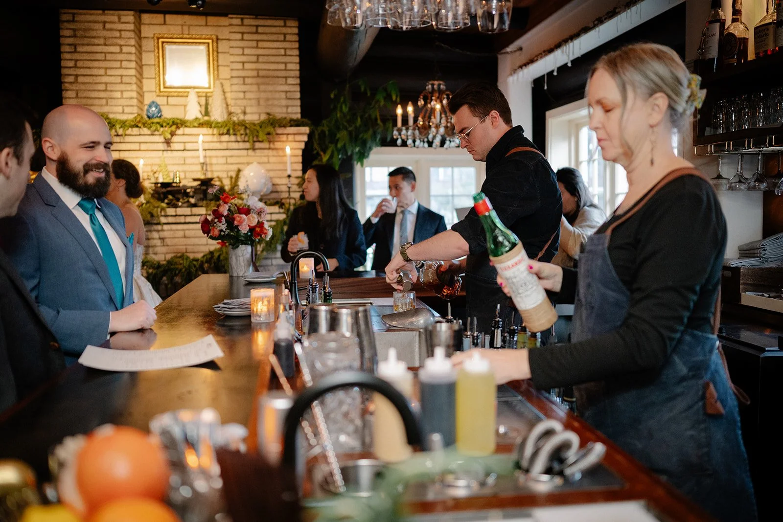 small restaurant wedding reception set up at il nido in west seattle